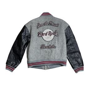 Vintage Hard Rock Cafe Honolulu Varsity Jacket Wool Leather Sleeves – Size M